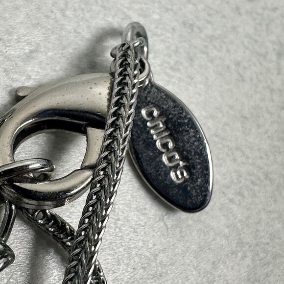 Chico's Two Tone Medallion Pendant Necklace Silver Gold Tone Crystal Adjustable - Picture 5 of 7